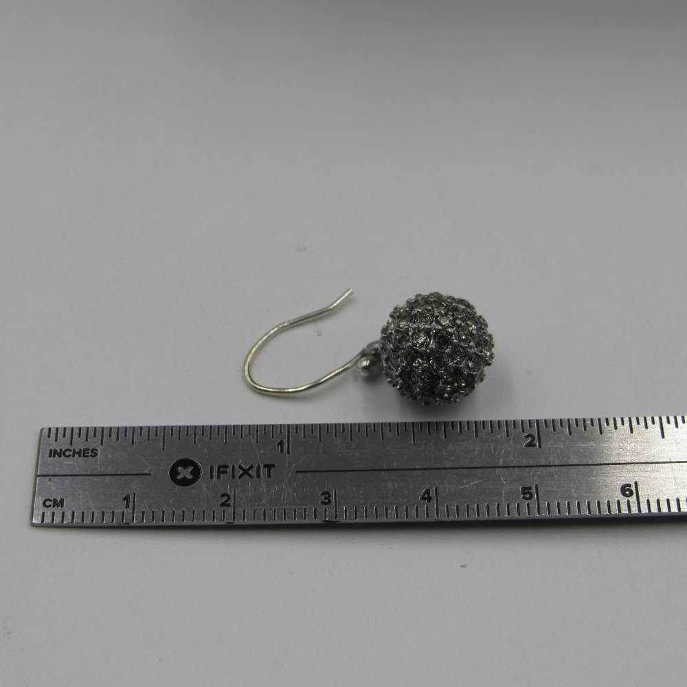 Sterling Rustic Crystal Ball Dangle Earrings - image 3